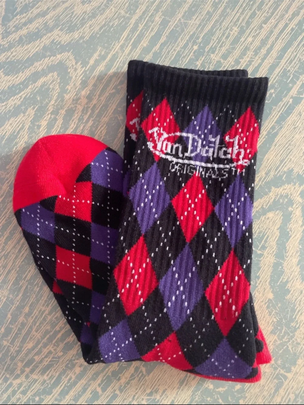 Mens Von Dutch Retro Argyle Crew Socks